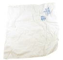 Vintage Yellowed Handkerchief with Blue Embroidered Floral Pattern — front view