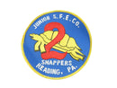 Circular patch with turtle design and text 'Junior S.F.E. Co. Snappers Reading, PA' on a blue background