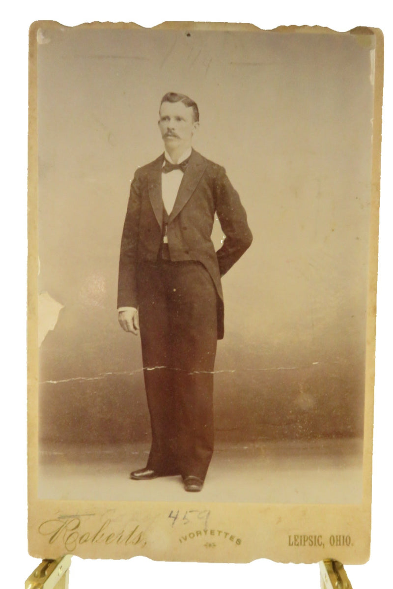 Antique Cabinet Card Man With Wavy Hair Roberts Lepsic Ohio — front view