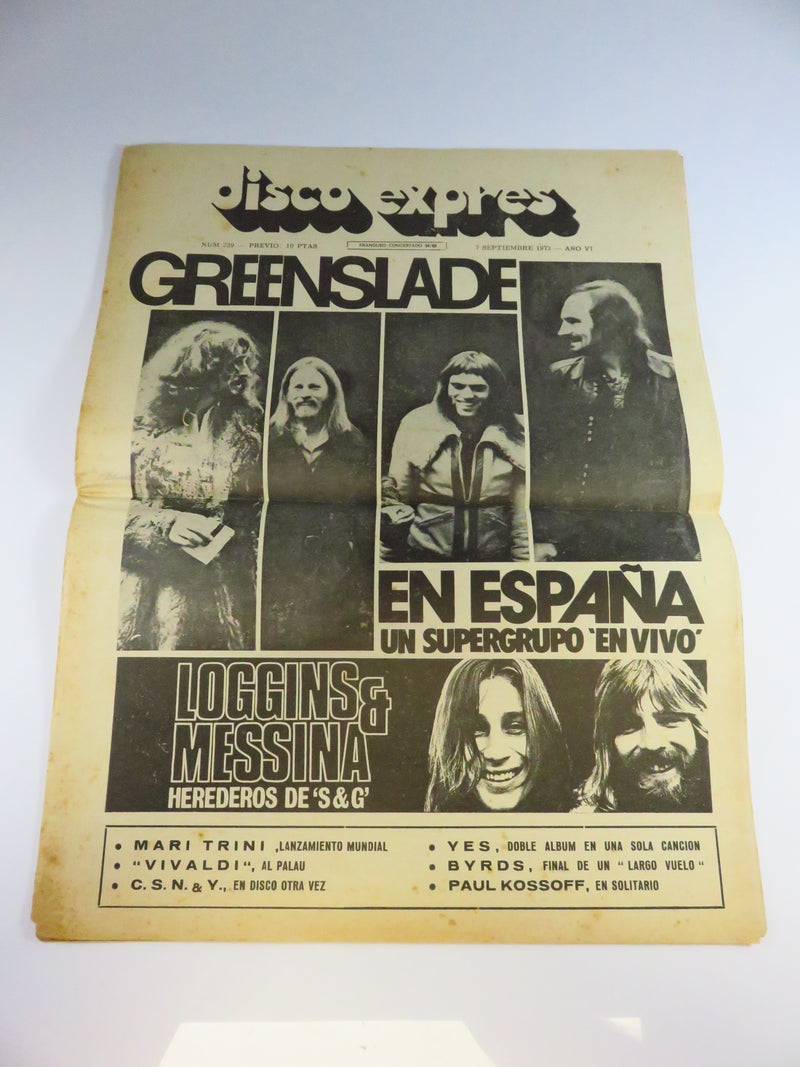 Disco Expres Newspaper Sept 7, 1973 Greenslade Loggins & Messina, Yes