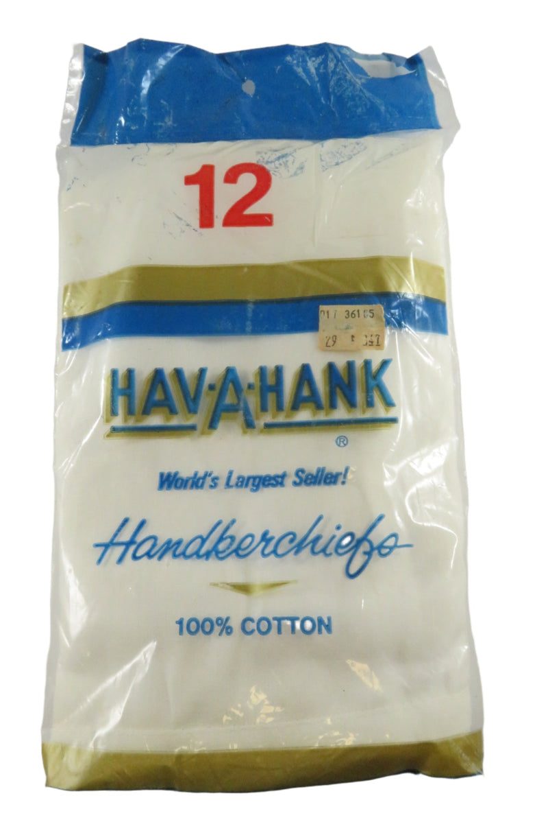 Vintage 12 Pack of Hav A Hank Handkerchiefs 100% Cotton Perfect for Embroidery