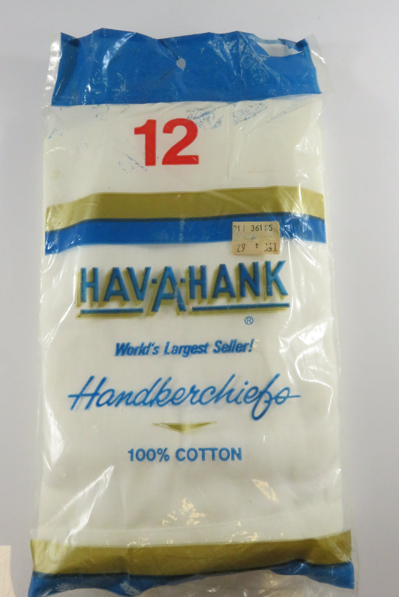 Vintage 12 Pack of Hav A Hank Handkerchiefs 100% Cotton Perfect for Embroidery