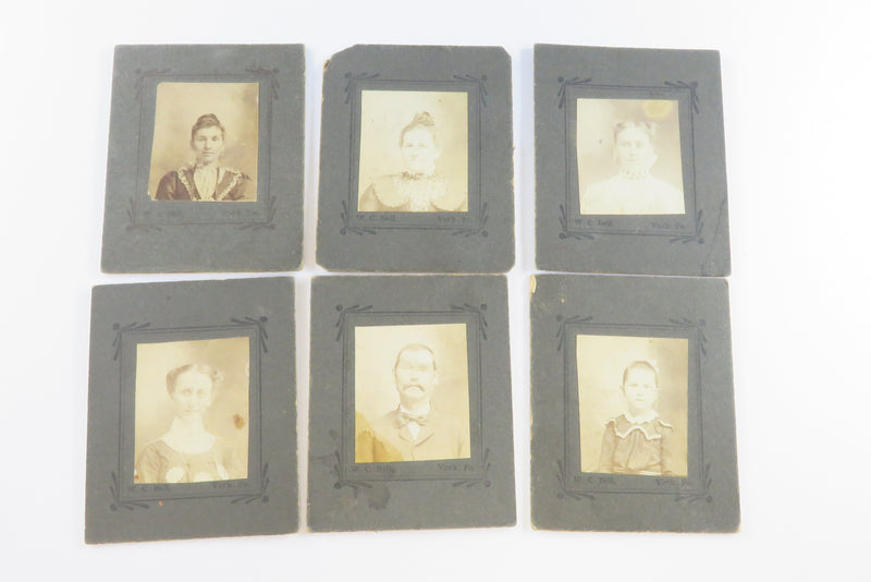 Grouping of 6 Antique Small Photo Cards 2 3/4 x 2 1/4 W.C. Bell York, PA