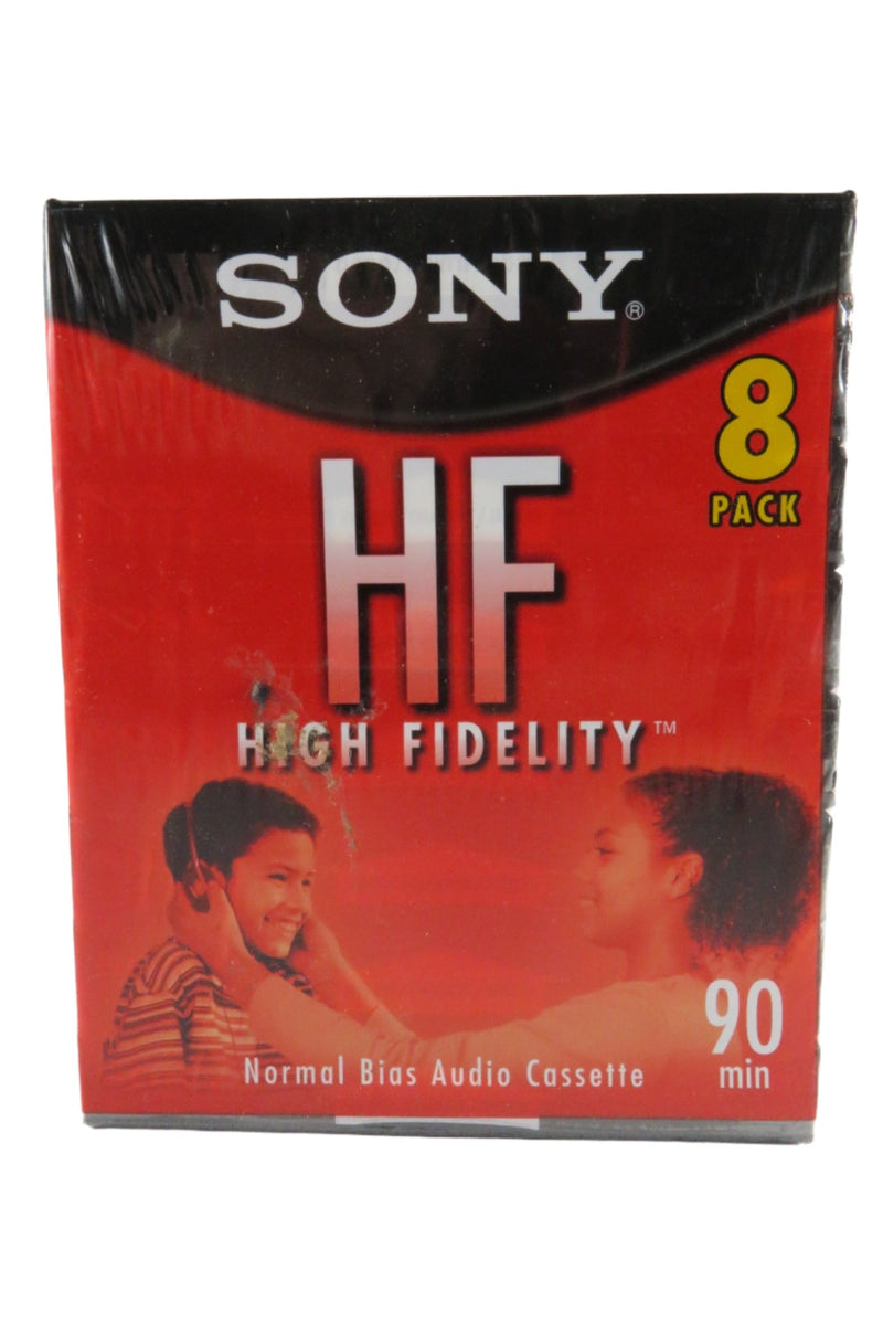 8 Pack Sony High Fidelity 90 Minute Normal Bias Audio Cassette Tapes — front view