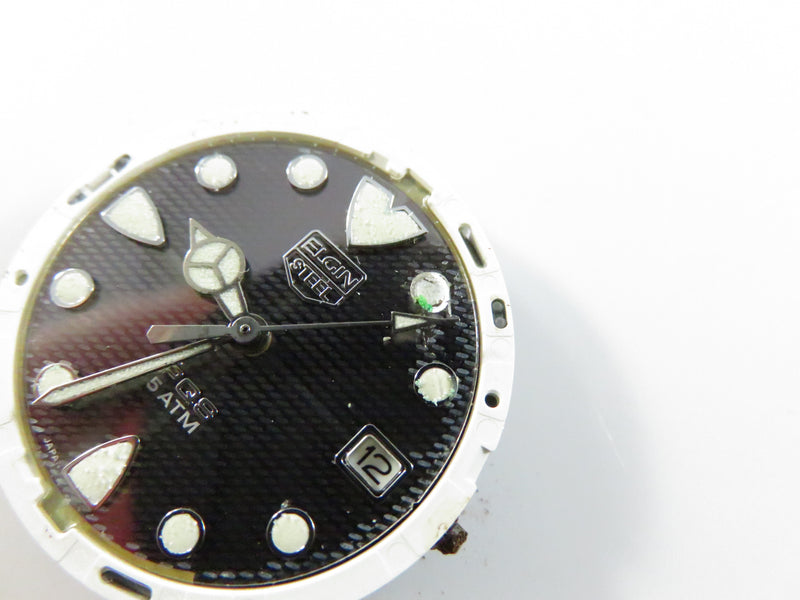 Elgin Steel PQS 5 ATM Japan Quartz Diver Watch Black Dial Date 40mm Stainless Bracelet Men's Sport Japan Made