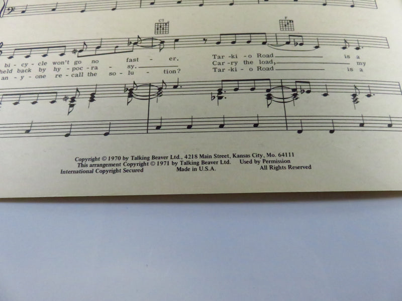 1971 Brewer & Shipley Tarkio Road Piano/Guitar Arrangement Talking Beaver Ltd