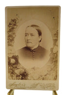 Mourning Antique Cabinet Card Floral Surround Woman Saylor's New York Gallery, P — front view