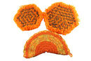 Vintage Lot of Handmade Hot Pads Pot Holders c1970's Orange and Brown — front view