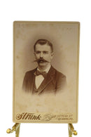Huge Mustache Man in Suit Antique Cabinet Card Strunk Reading PA — front view