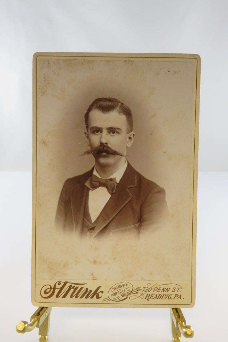Huge Mustache Man in Suit Antique Cabinet Card Strunk Reading PA
