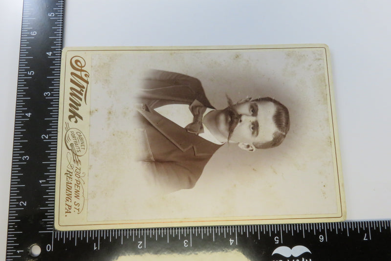 Huge Mustache Man in Suit Antique Cabinet Card Strunk Reading PA