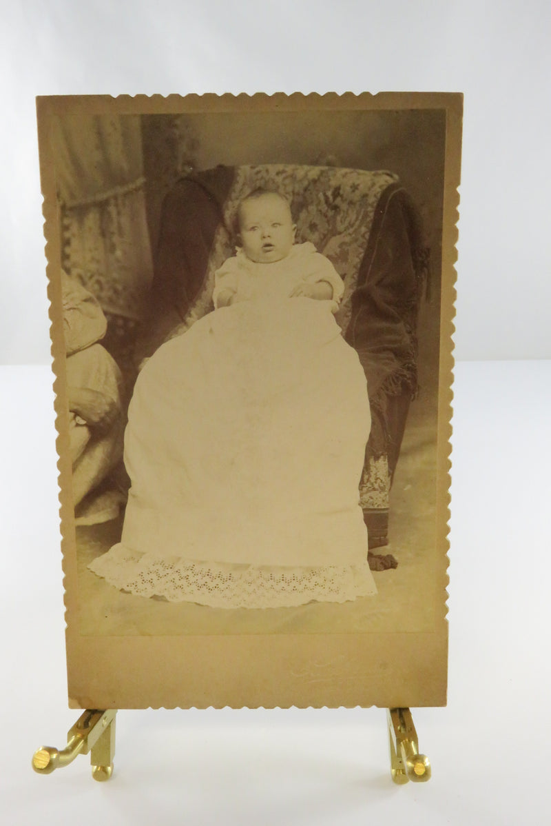 Baby in Chair Mom Standing Guard Antique Cabinet Card Kauffman York PA