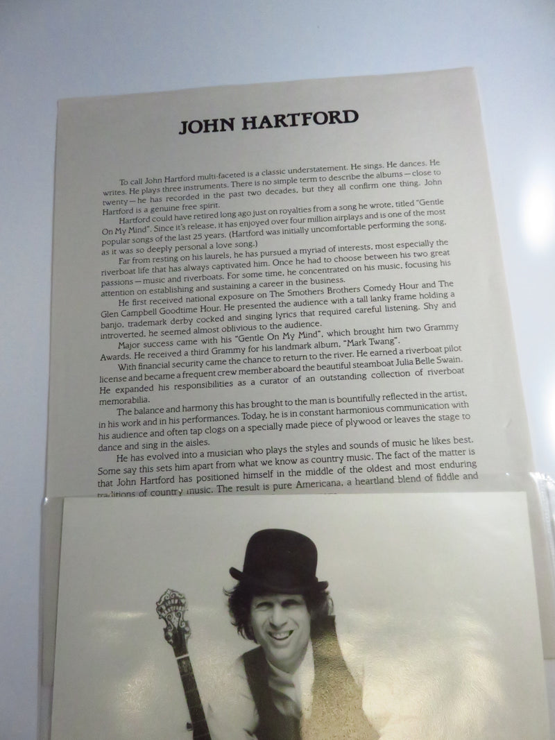 John Hartford MCA/DOT Records Iconic Photo with Press Bio Sheet