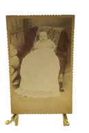 Baby in Chair Mom Standing Guard Antique Cabinet Card Kauffman York PA — front view