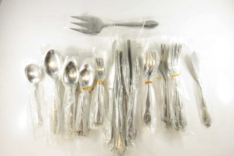 Customcraft Stainless Steel Service for 8 Flatware Set Monogrammed S New Old Stock