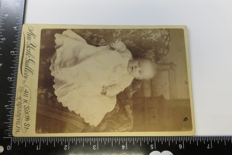 Baby in Chair On His Own Antique Cabinet Card New York Gallery, Reading PA