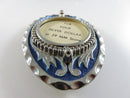 Vintage Silver Dollar Holder Belt Buckle Blue Enamel Western Scroll Design