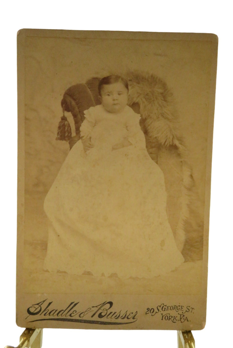 Chubby Face Asian American Baby? Antique Cabinet Card Shadle & Busser York PA — front view