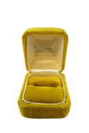 Vintage Benedetto Panetta "Fine Hand Set Jewelry" Yellow Velvet Ring Box — front view