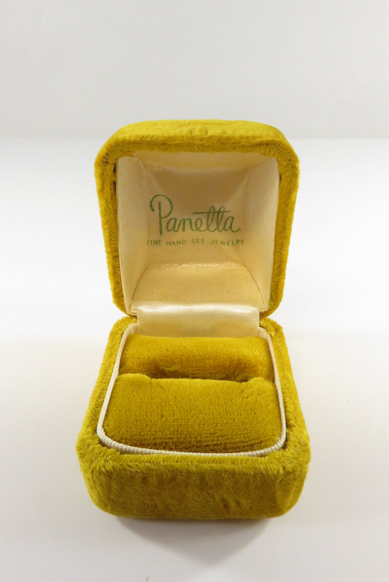 Vintage Benedetto Panetta "Fine Hand Set Jewelry" Yellow Velvet Ring Box
