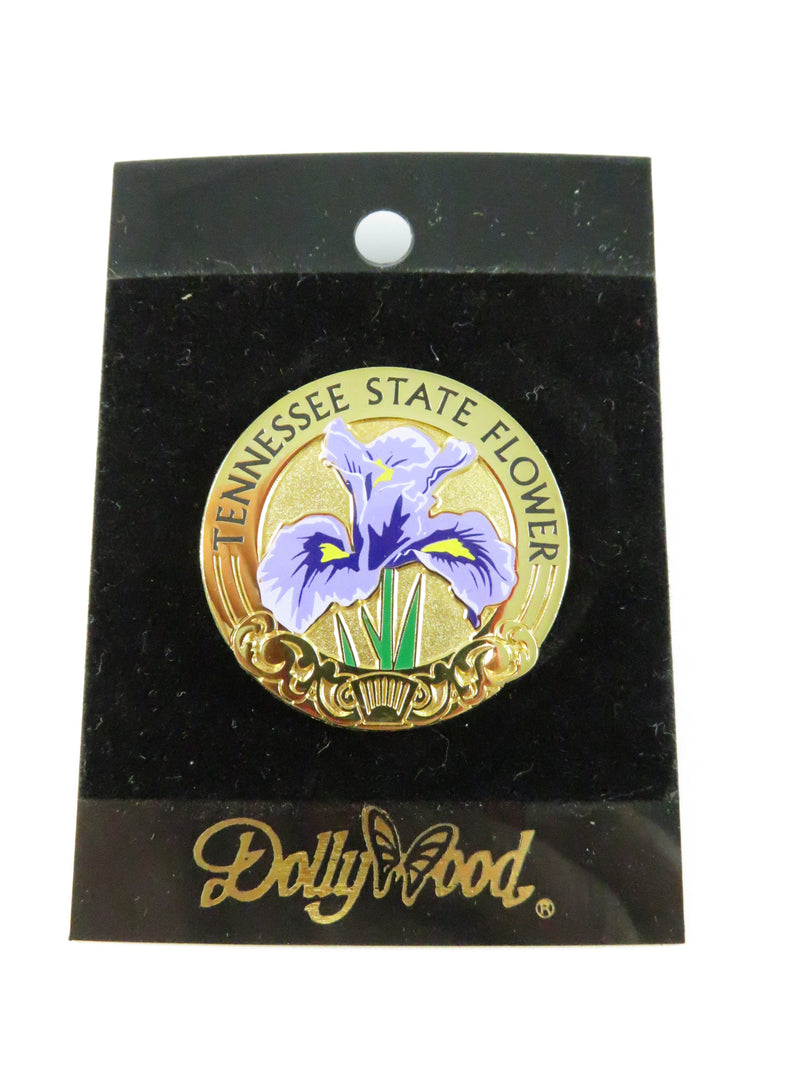 Pin with Tennessee state flower design on a black card with Dally Dally branding.