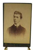 Elitist Looking Gentleman in Suit with Hanky Antique Cabinet Card Strunk Reading — front view