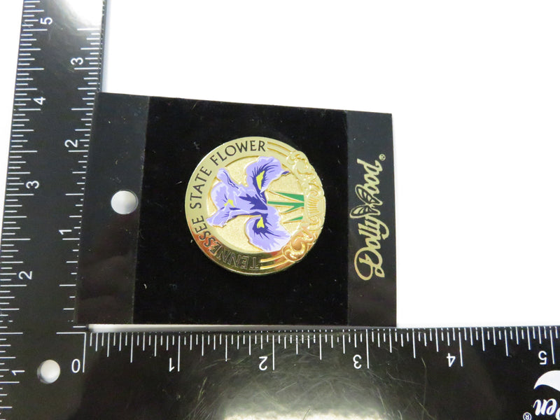 Dollywood Tennessee State Flower Iris Enamel Pin on Original Card 1.5 Inch Souvenir Collectible Badge