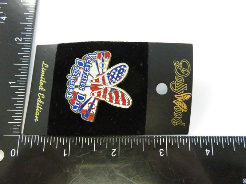 Dollywood Veterans Day 2007 Limited Edition Patriotic Butterfly Enamel Pin 1.5 x 1.38 In