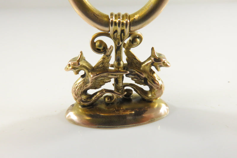Antique Double Griffin Gryphon 14K Gold Filled Seal Stamp FOB