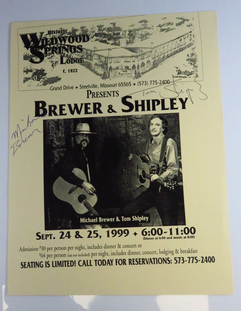 Brewer & Shipley Wildwood Springs Lodge Autographed Mini Concert Poster Advert