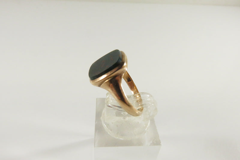 Victorian 10K Bloodstone & Rose Gold Ring Size 4 Women