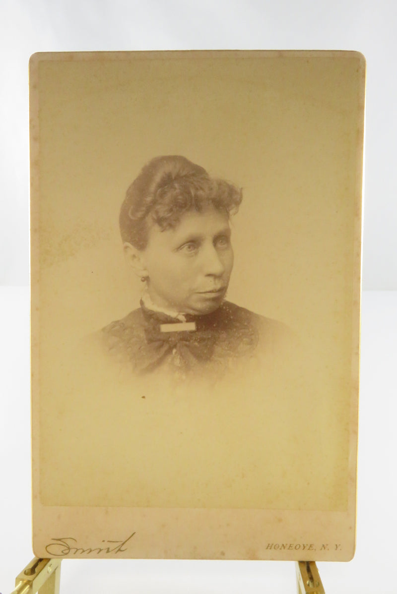 Old Woman Curly Hair Bar Pin Antique Cabinet Card Smith Honeoye NY