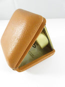 Vintage Westclox German Travel Alarm Clock in Tan Leatherette Case