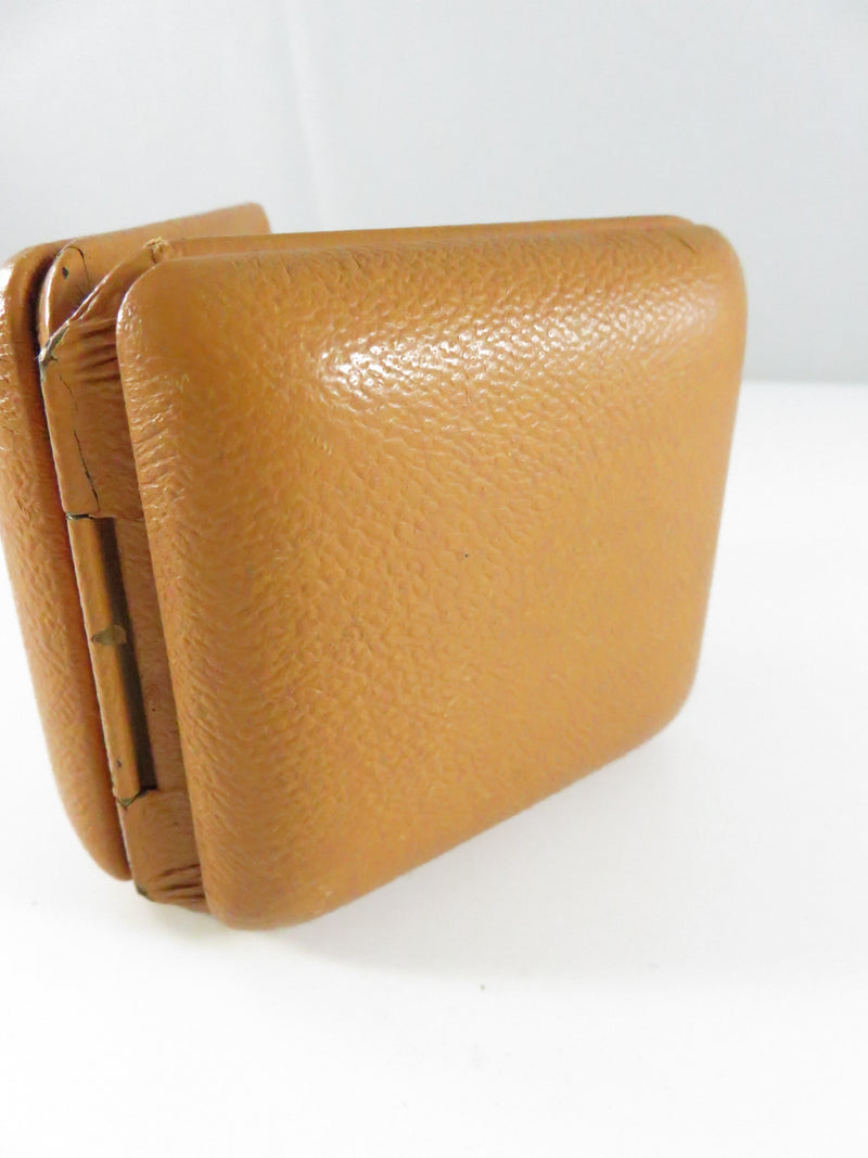 Vintage Westclox German Travel Alarm Clock in Tan Leatherette Case