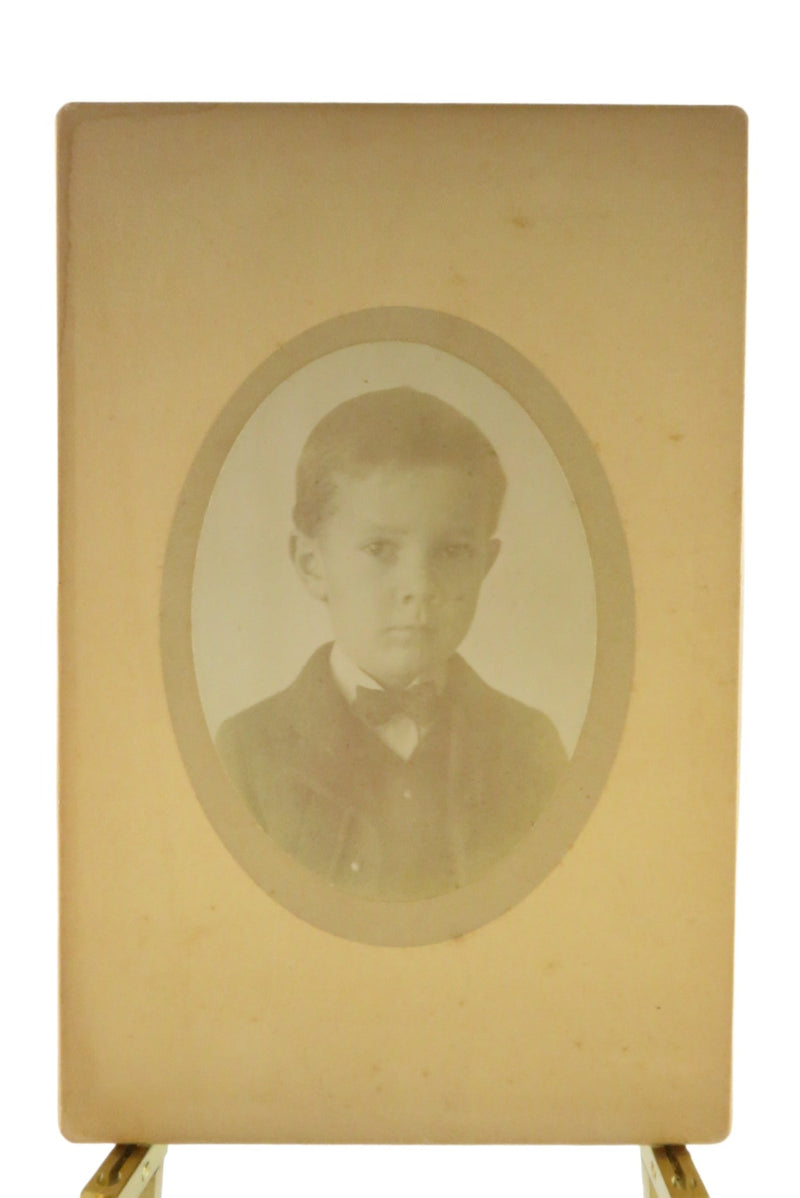 Little Boy Named Maurice 5 Years Antique Cabinet Style Card Photo — front view