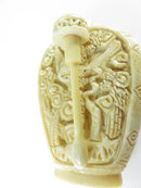 Carved Chinese Export Composite Snuff Bottle with Crane Motif Relief Panels 3 1/8 In Tall c20th Decor