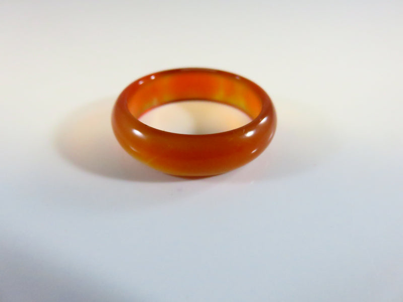 Sz 8 Burnt Orange Carnelian Agate Style Domed Comfort Fit Wedding Band Ring