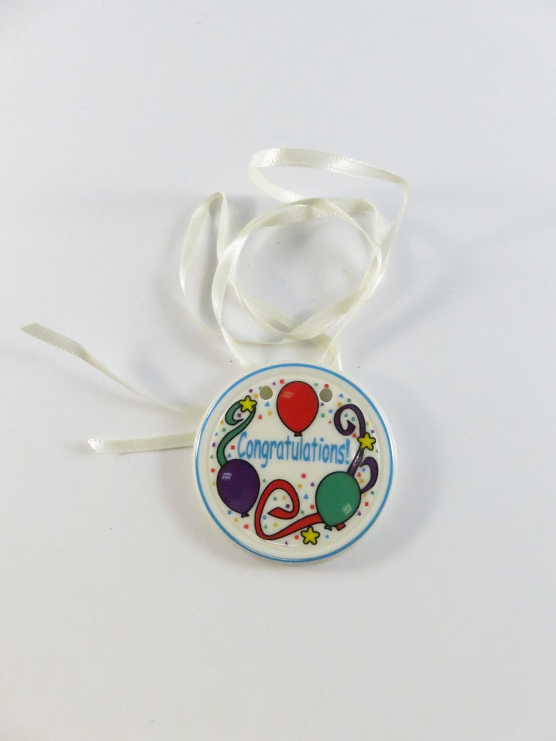 Longaberger 1997 “Congratulations” Ceramic Tie-On Basket Accessory 33685