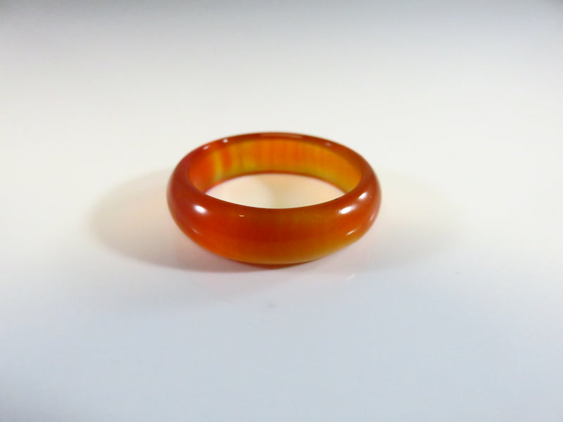 Sz 8 Burnt Orange Carnelian Agate Style Domed Comfort Fit Wedding Band Ring