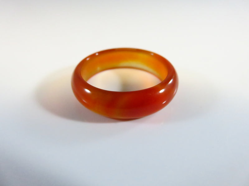 Sz 8 Burnt Orange Carnelian Agate Style Domed Comfort Fit Wedding Band Ring