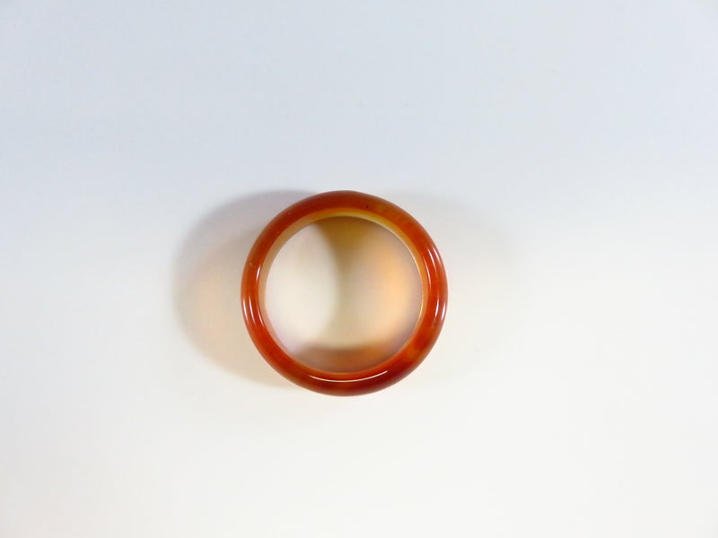 Sz 8 Burnt Orange Carnelian Agate Style Domed Comfort Fit Wedding Band Ring