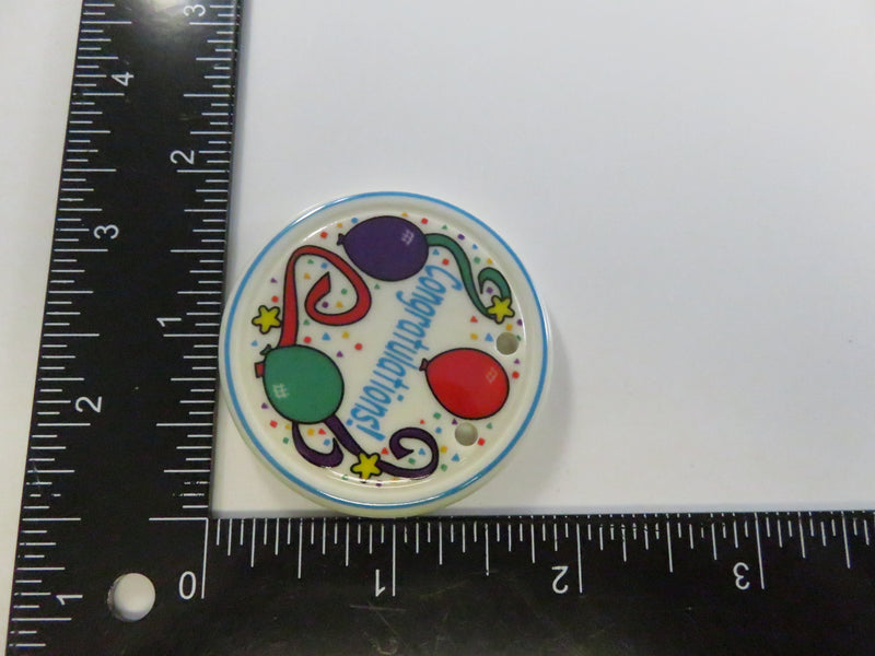 Longaberger 1997 “Congratulations” Ceramic Tie-On Basket Accessory 33685