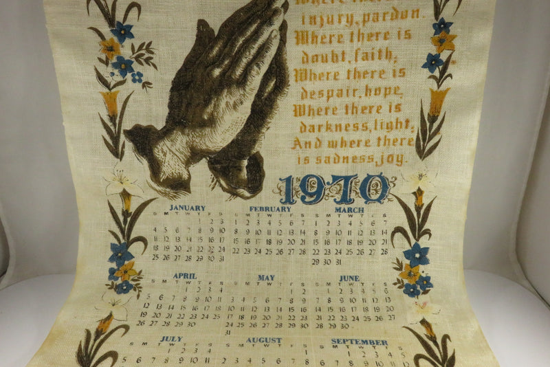 1970 Hanging Linen Wall Calendar Make Me An Instrument Prayer