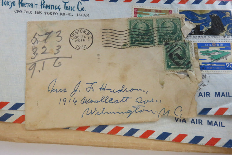 Grouping of Antique and Vintage Stamped Envelops c1919 to c1940 As Pictured