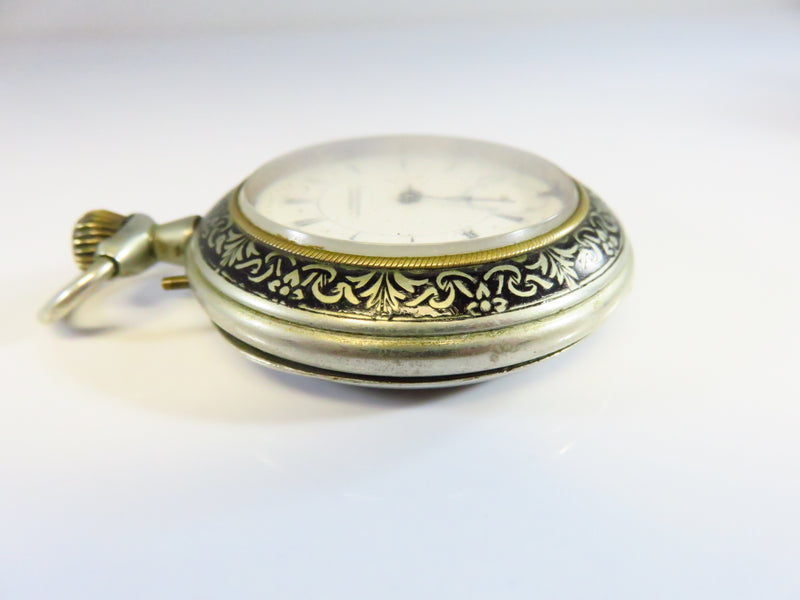 Antique K. Serkisoff Constantople Enameled White Metal Cased Pocket Watch