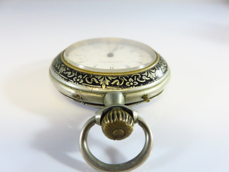 Antique K. Serkisoff Constantople Enameled White Metal Cased Pocket Watch