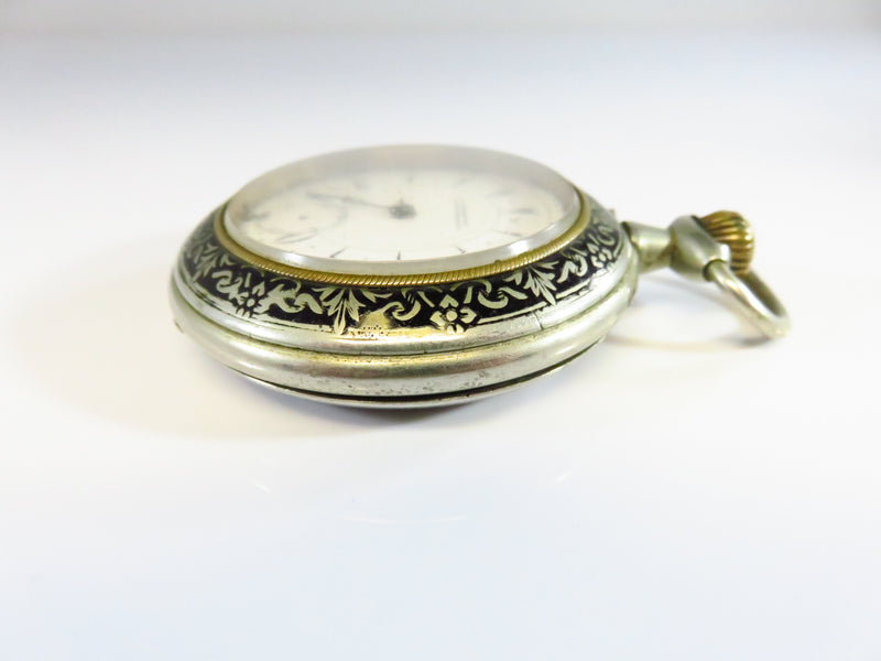 Antique K. Serkisoff Constantople Enameled White Metal Cased Pocket Watch