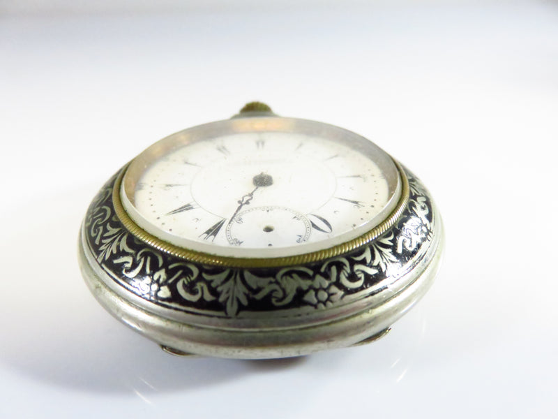 Antique K. Serkisoff Constantople Enameled White Metal Cased Pocket Watch