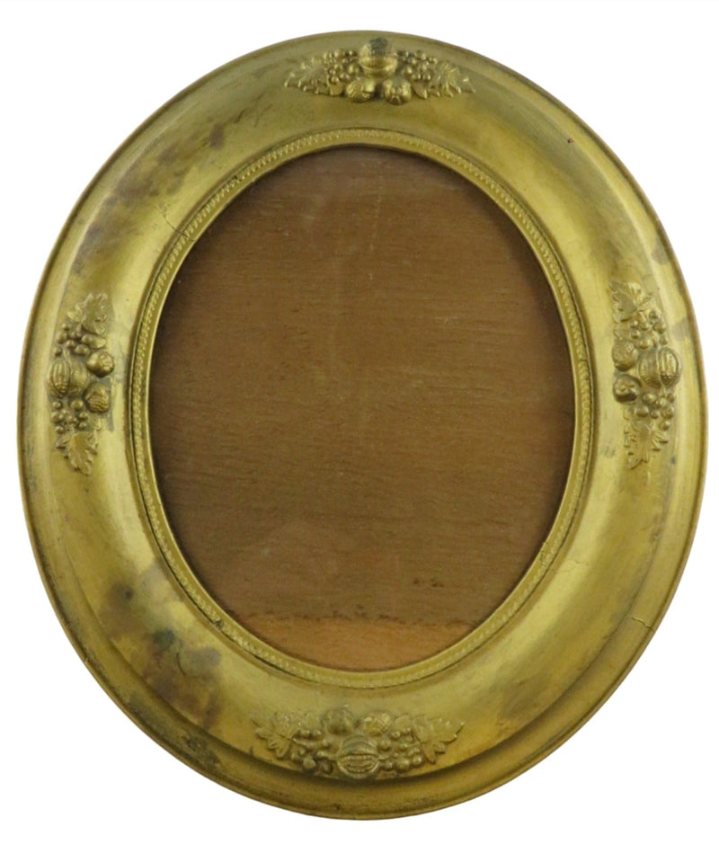 19th Century Oval Gilt Wood Frame Set with Fruit Decor 8x10 Antique Photo Frames — Gold — front view