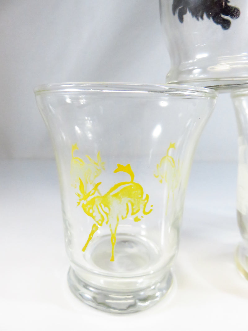 Assortment of 5 Animal Decorated Juice Glasses Approx 4 ounce